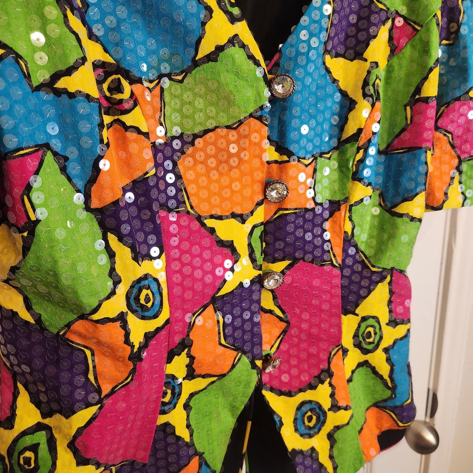 Vintage 1980s Rimini Colorful Psychedelic Sequin Blazer Jacket