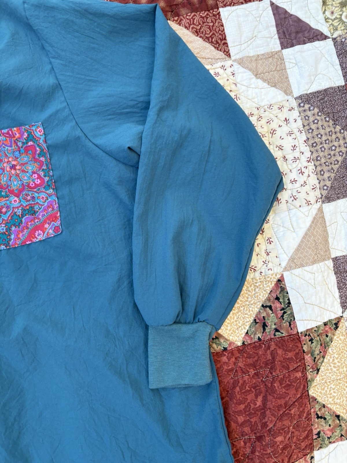 vintage Silver Threads Ltd. button-up shirt vibrant teal and paisley pattern