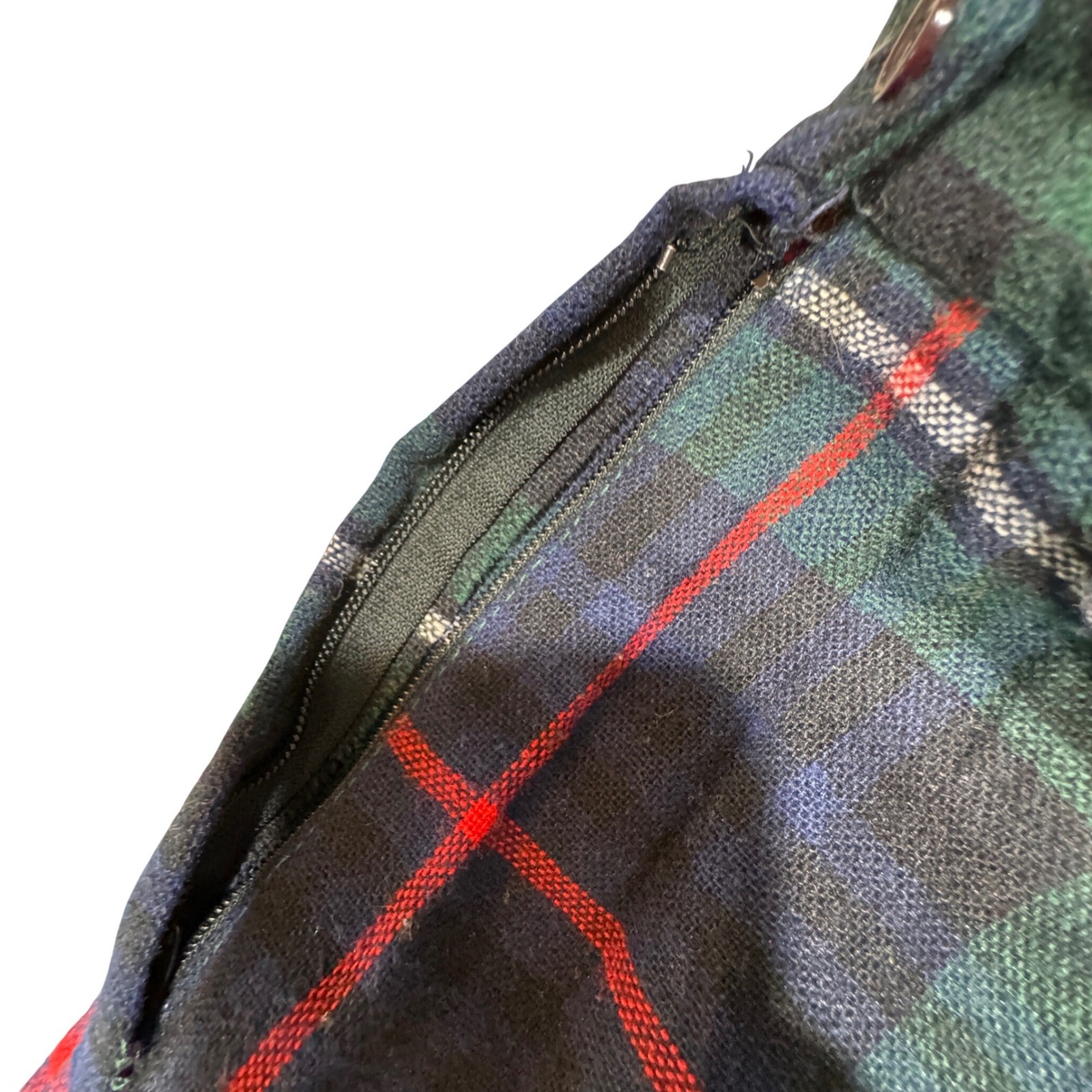 VTG Plaid Pleated Skirt Womens 26 IN Waist Midi Dark Academia Preppy Wool Blend