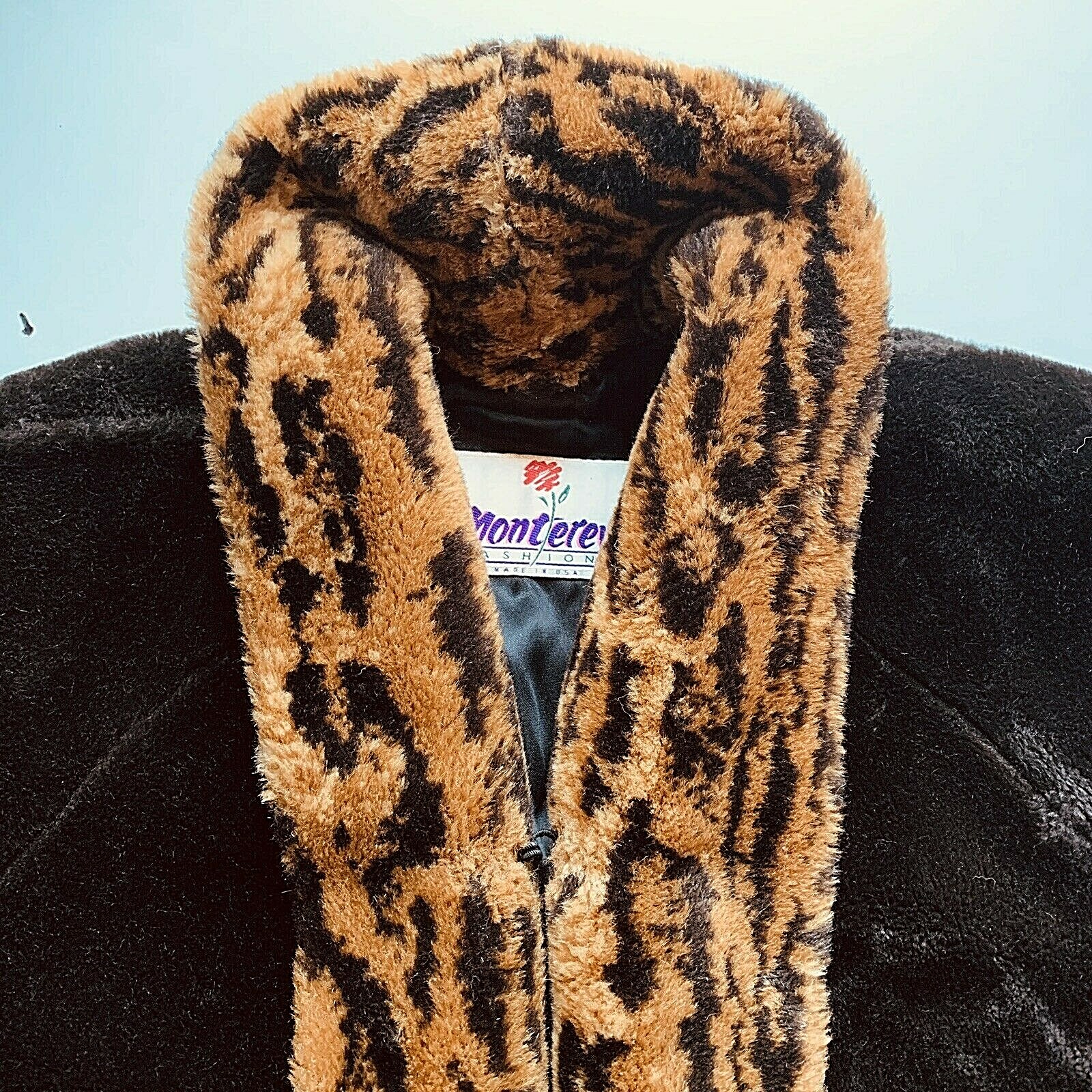Vintage Monterey Fashions Woman Large Dark Brown Faux Fur Swing Coat Made in USA