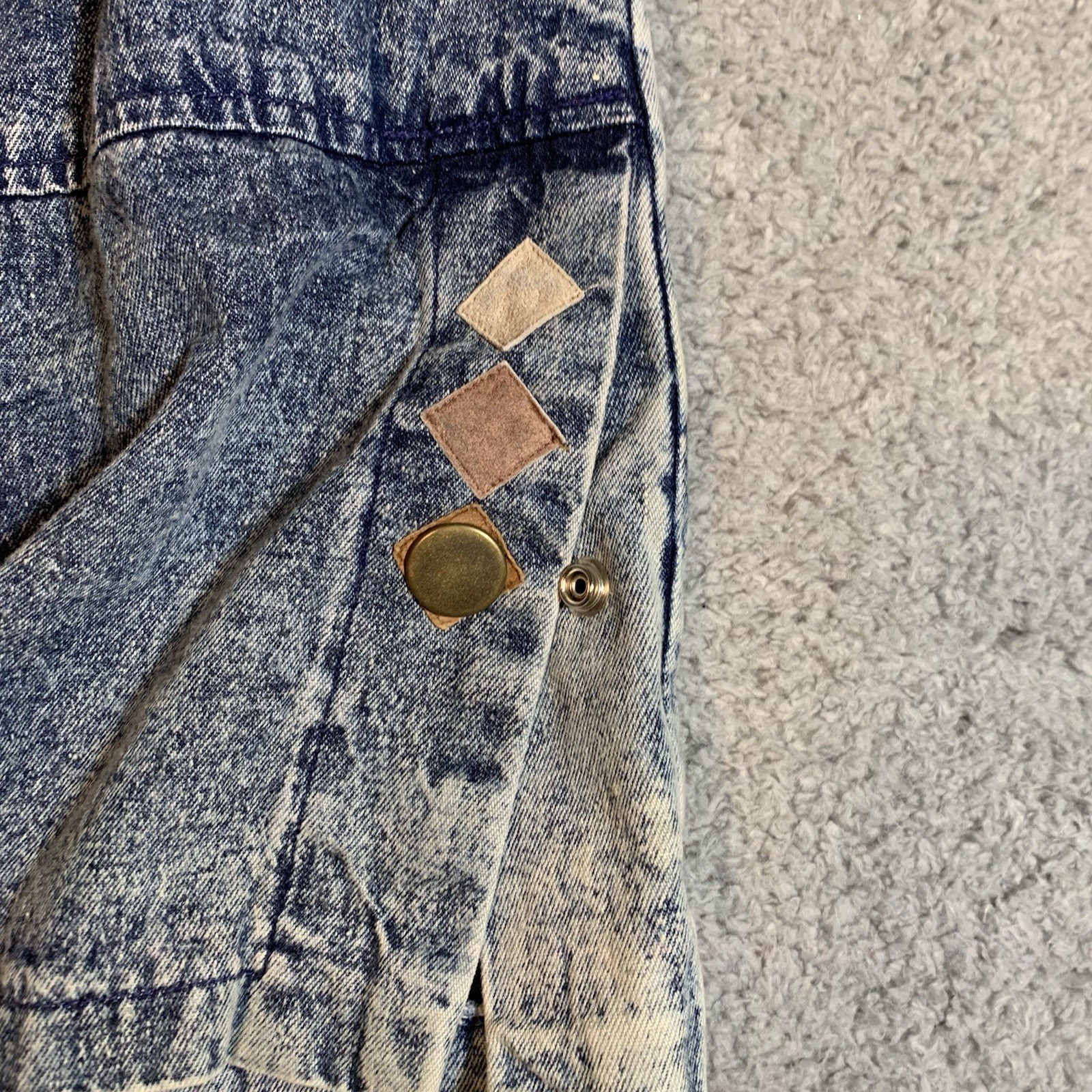 Vintage Camarim Denim Skirt Set 80s Acid Wash Jacket Western Patchwork Size 6