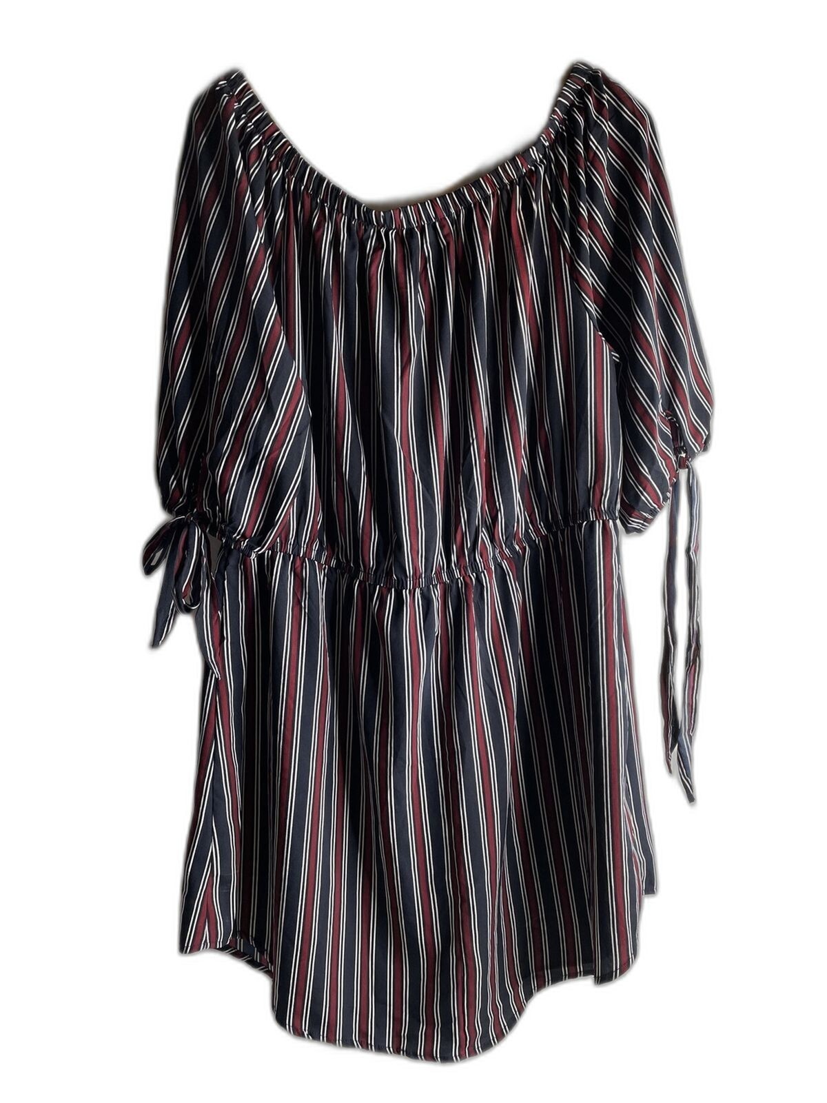 SPEED LIMIT Womens Elastic Waist Striped Balloon Sleeve Dress Plus Size 2X