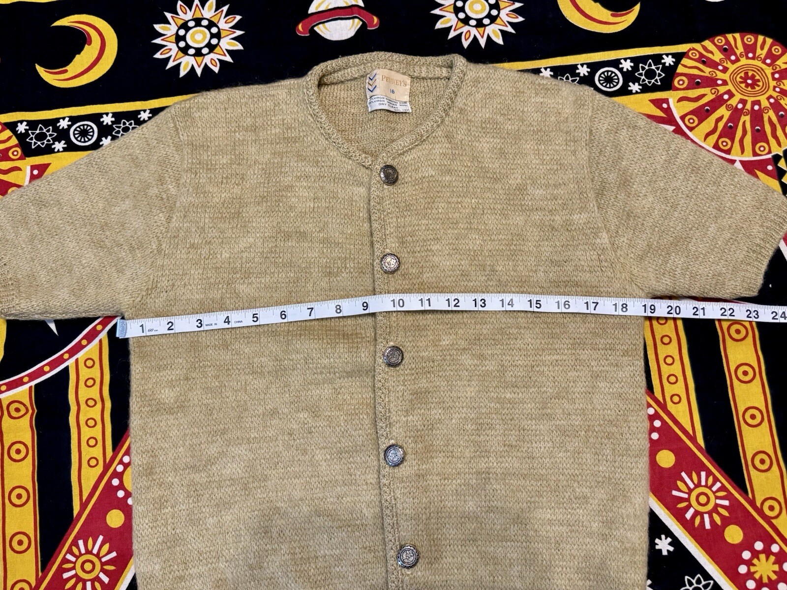 Vintage PENNEY’S Short Sleeve Virgin Worsted & Mohair Wool Cardigan Size 16