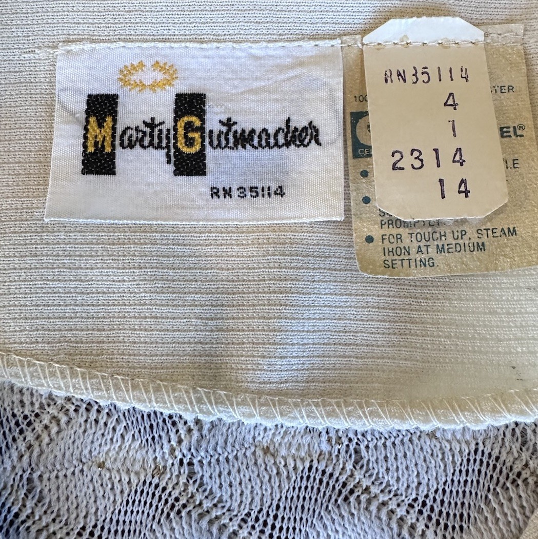 Vintage Retro Marty Gutmacher Polyester White Gold Button Up Blouse Jacket S/M