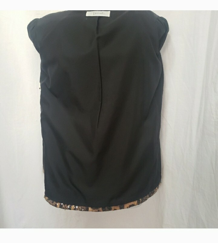 Travilla Blazer Women S Brown Leopard Print Sequin Open Front Jacket Vintage
