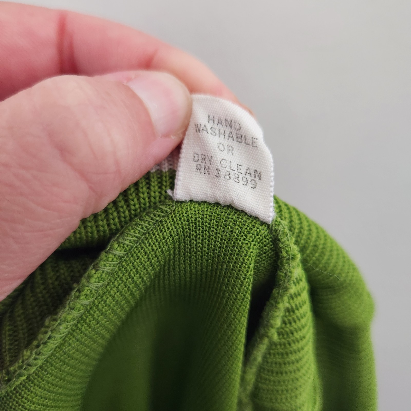 Vintage 70s Andrew Fifth Ave Avocado Green Turtleneck Shirt Rainbow Trim Size 14