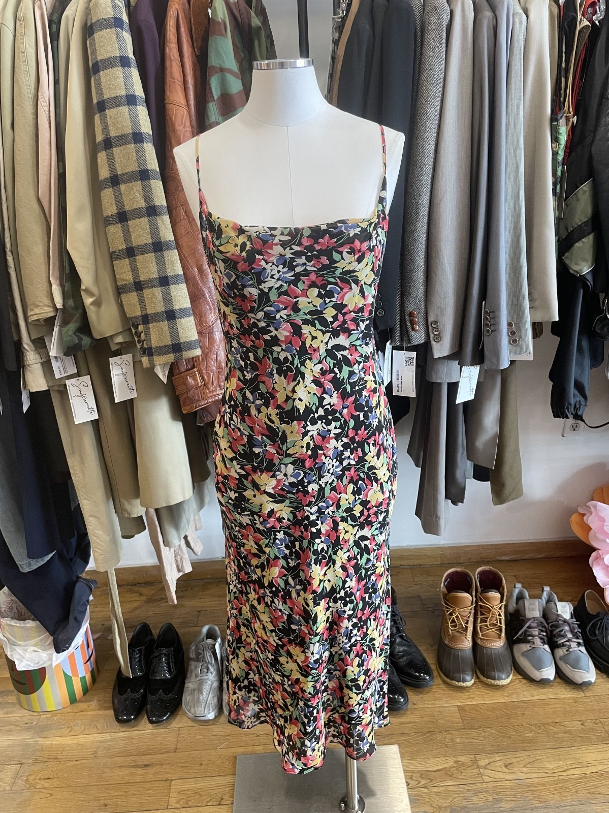 Vintage Ralph Lauren 90s Does 30s Floral Silk Slip Dress