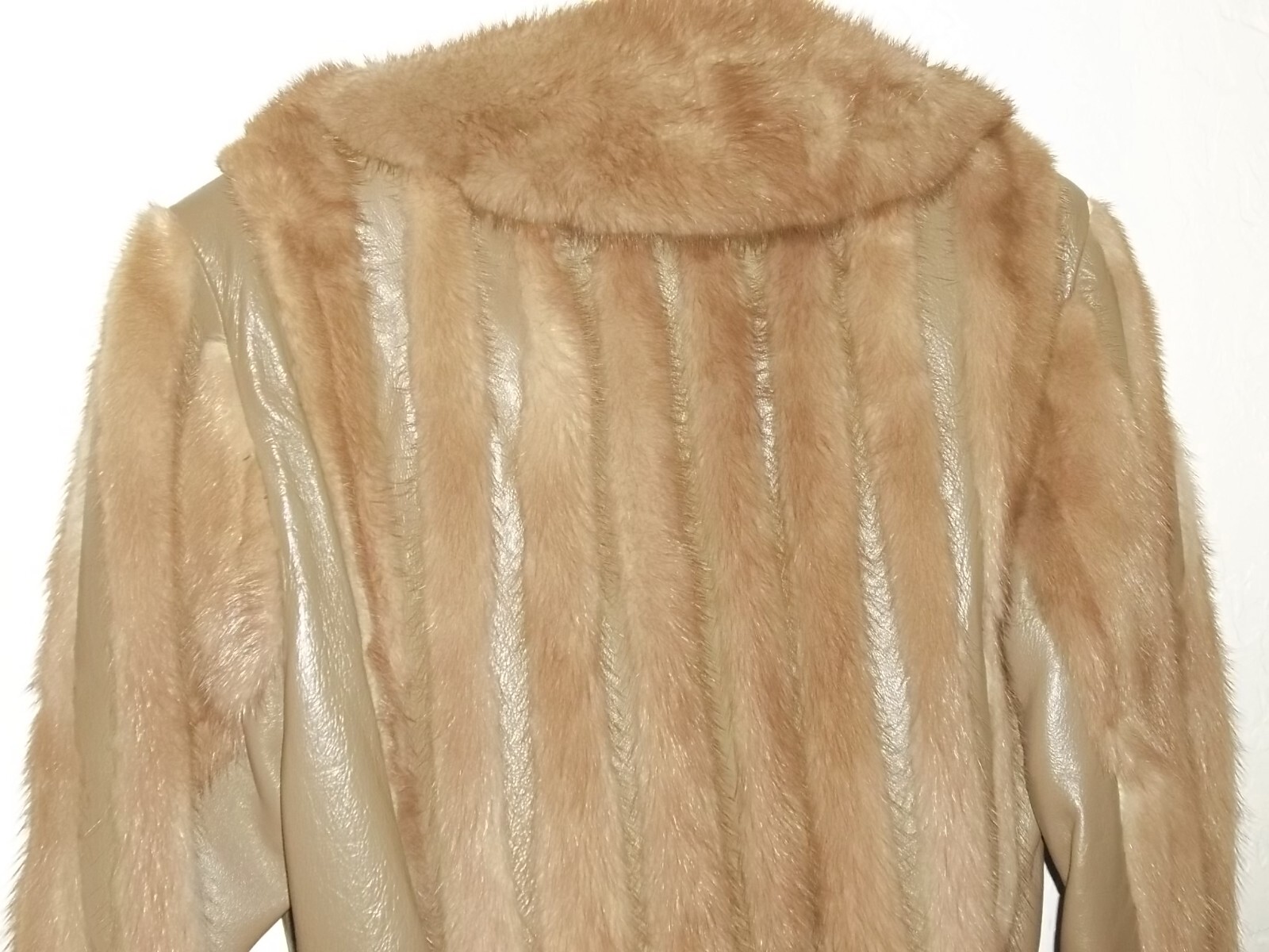 POLOGEORGIS FUR & LEATHER COAT JACKET TAUPE/ LIGHT BROWN