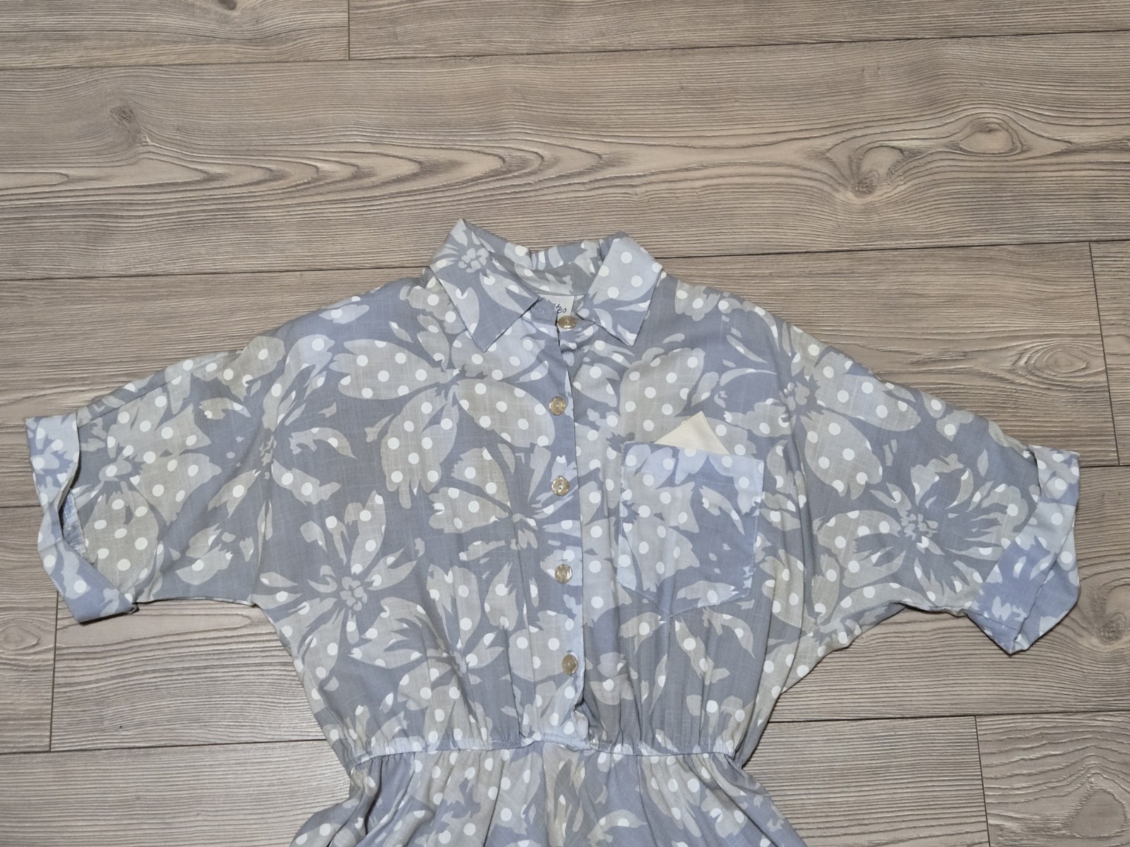 S. L. Petites Fashions Dress True Vintage Womens Size 10 Blue Floral *Stains*