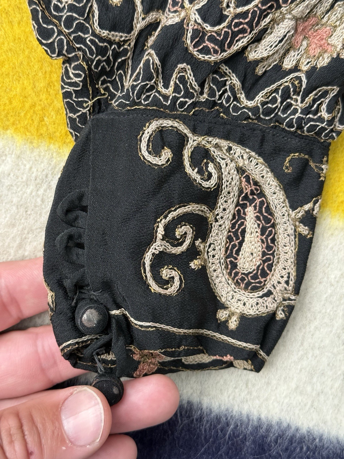 Vintage Antique Victorian Era 1837-1901 Women’s Rayon? Blouse Distressed Small S