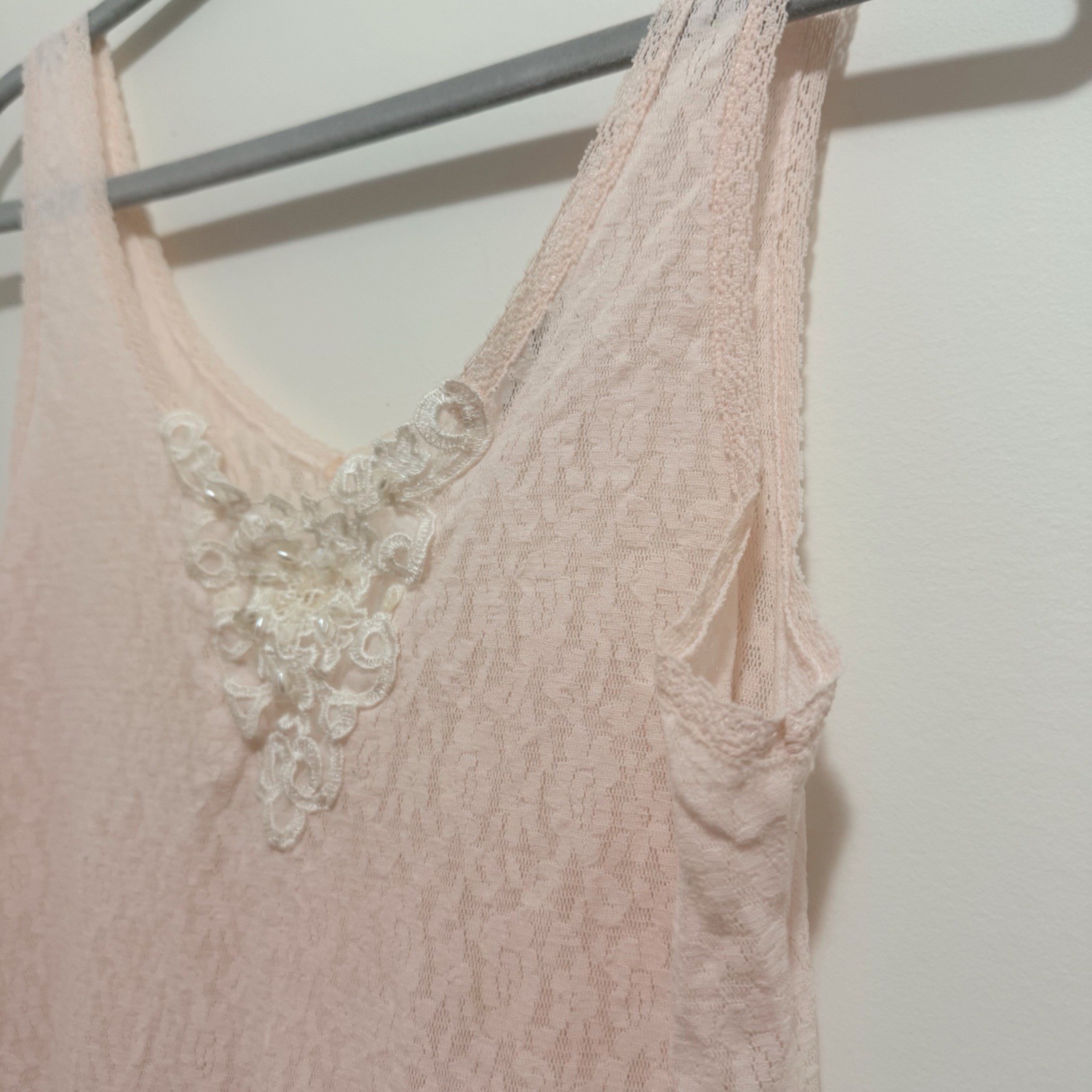 Vintage Coquette Fairy Lingerie Pink Lace Slip Dress With Appliqué Detail