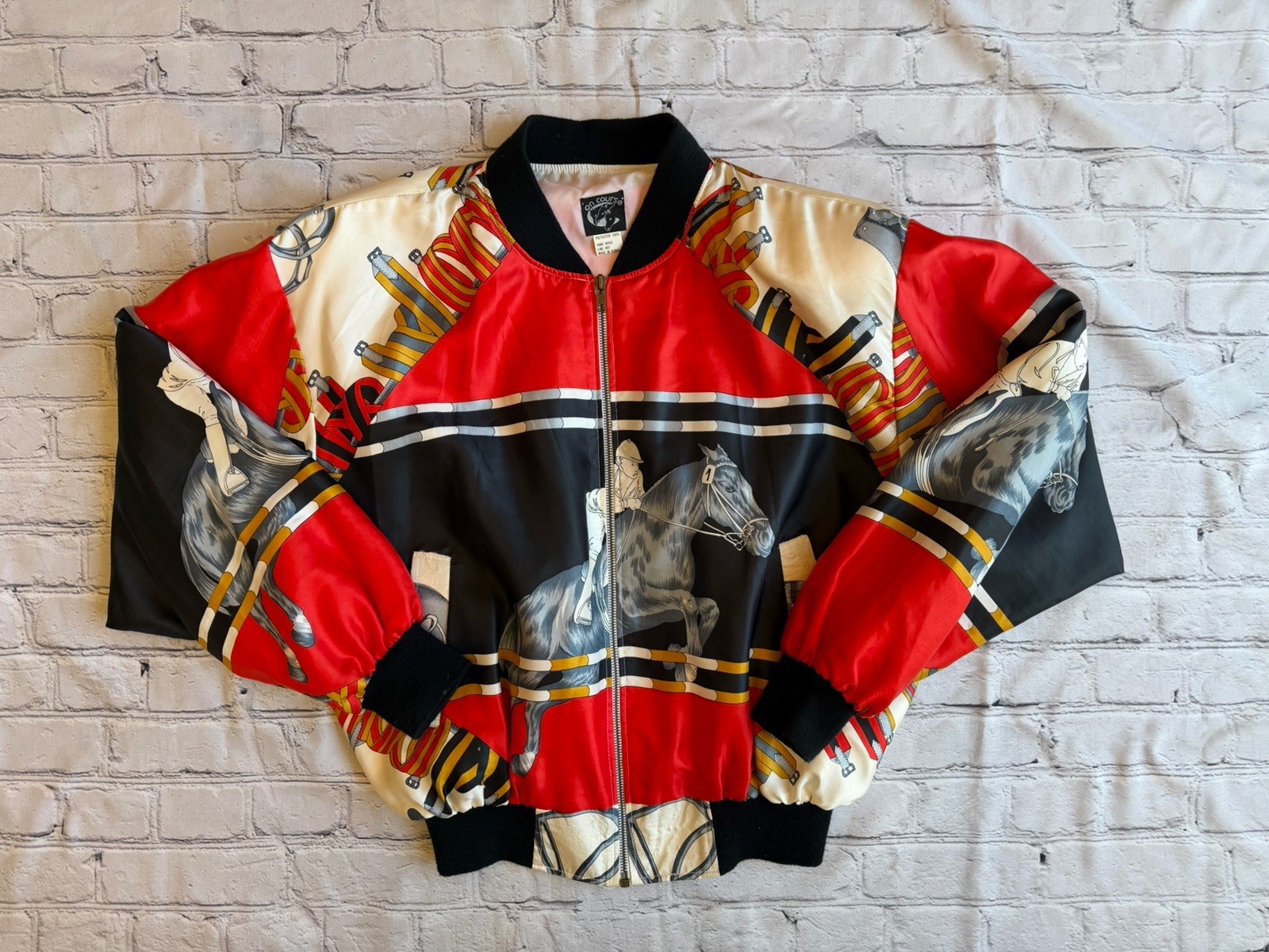 Vintage 1980s Equestrian Bomber Jacket On Course Miller’s Womens Med. EUC Horse