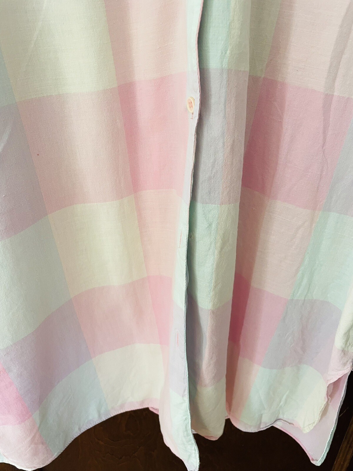 Vtg Jodie Arden Cotton Nightgown Robe Long Sleeve Sz L Multicolor Button 80’