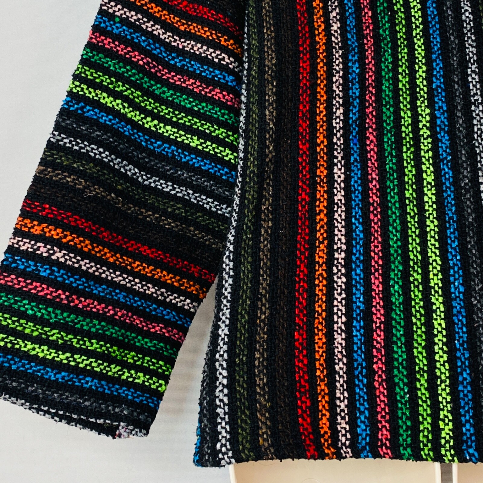 Vintage 1990s rainbow striped hoodie, Mexican rug cotton pocket hood woven M