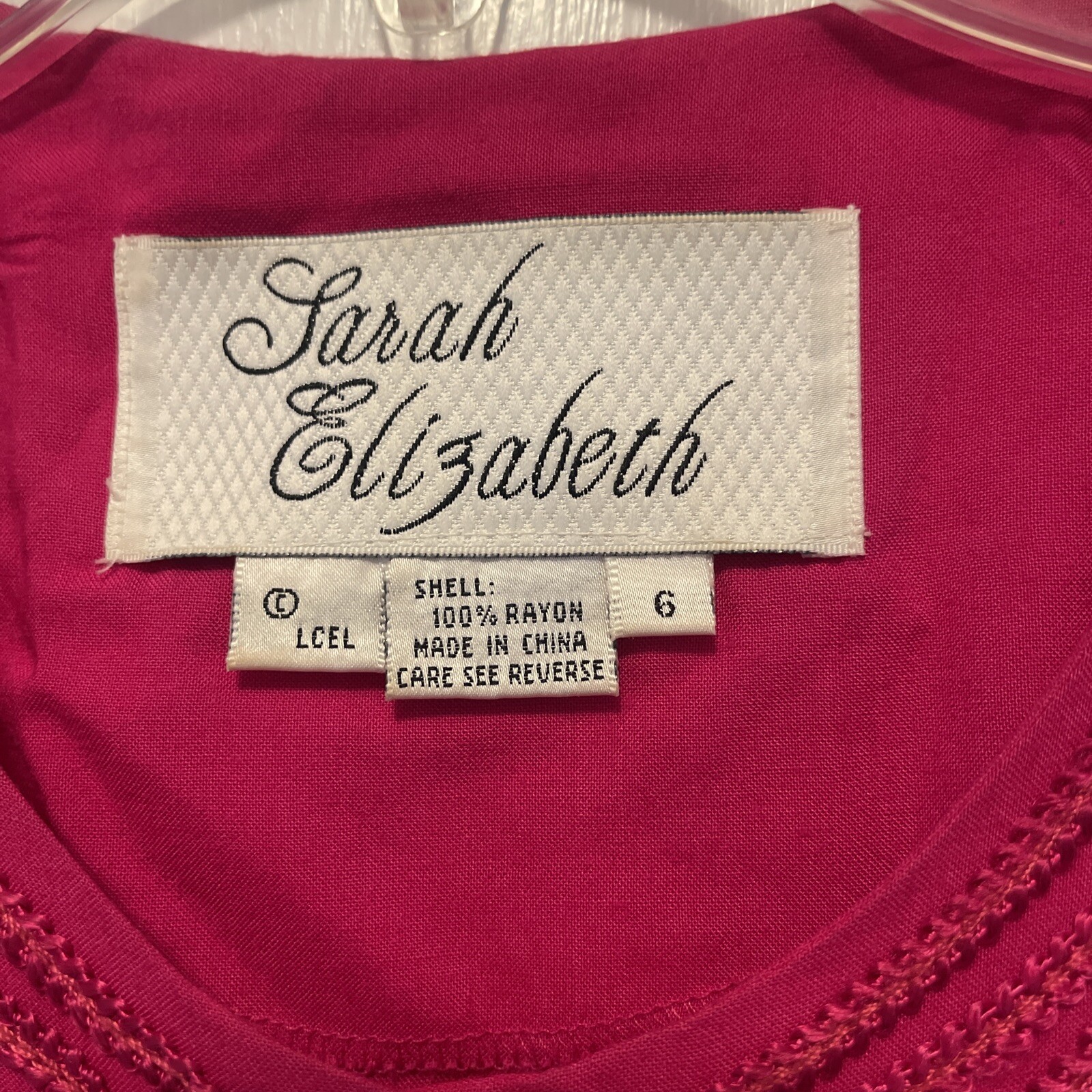 Vtg 6 Sarah Elizabeth Long Dress Pink Cord Detail Covered Buttons Pleated Skirt