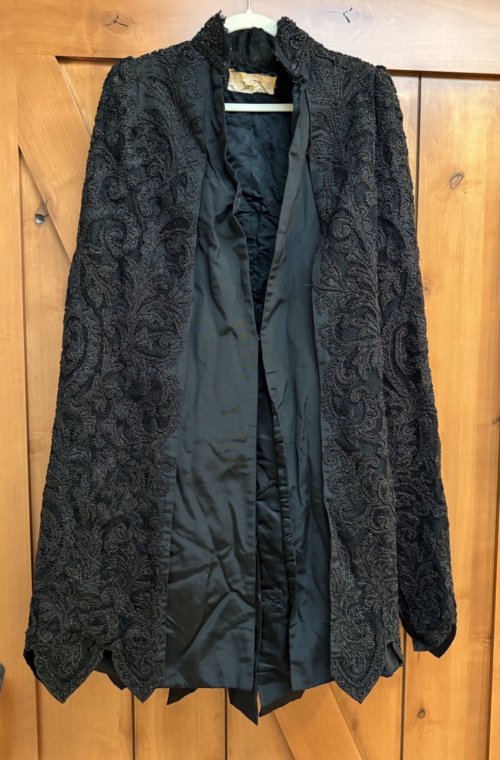 Antique Edwardian Victorian Black Mourning Cape Jacket Beaded Intricate Beadwork