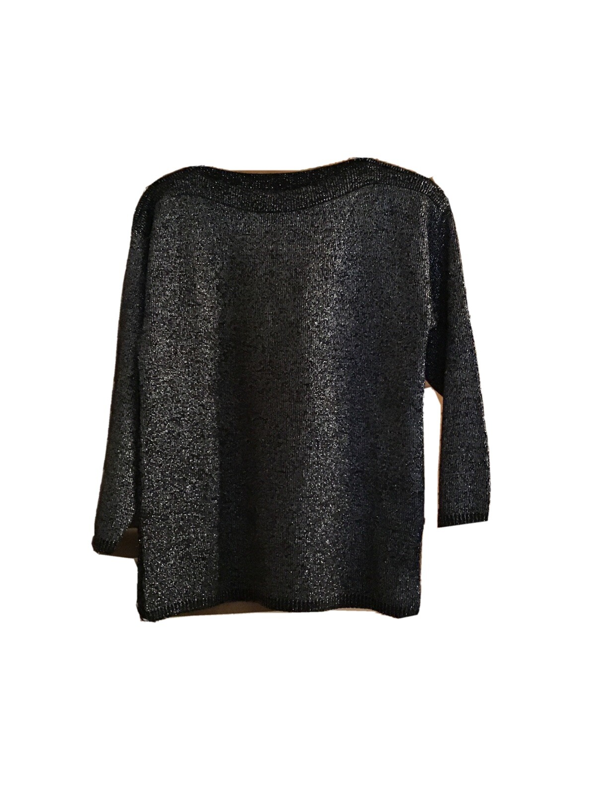 Bedford Fair Lifestyle Black Silver Glittery Sweater Womens Medium USA Made