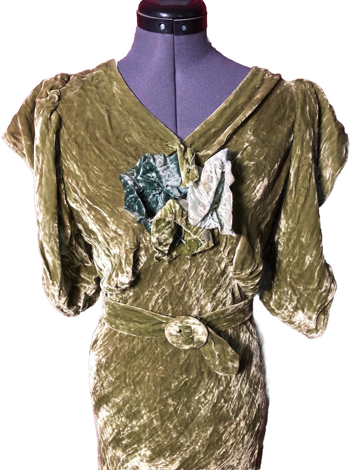 Vintage 1930s Velvet Dress Gown b-34 w- 28 h-37 30s dress