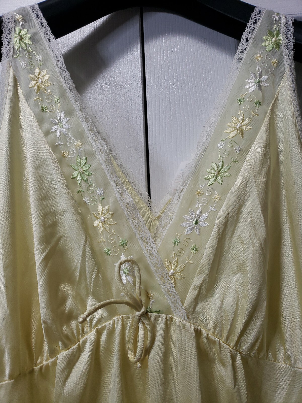 L Jolie Two Vintage Lingerie Satan Yellow Gown Size M.