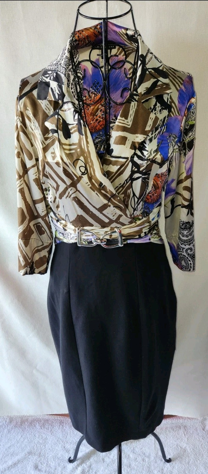 Vintage Cache Couture Collection Floral Silk Belted Pencil Dress Sz 8 – EUC