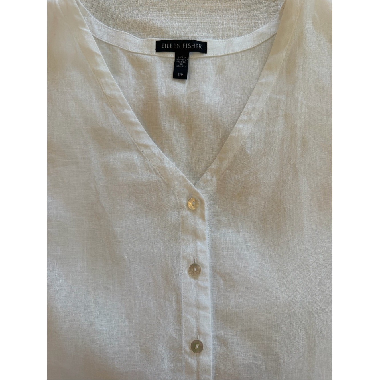 Eileen Fisher Organic Linen Knit Vest White Size Small