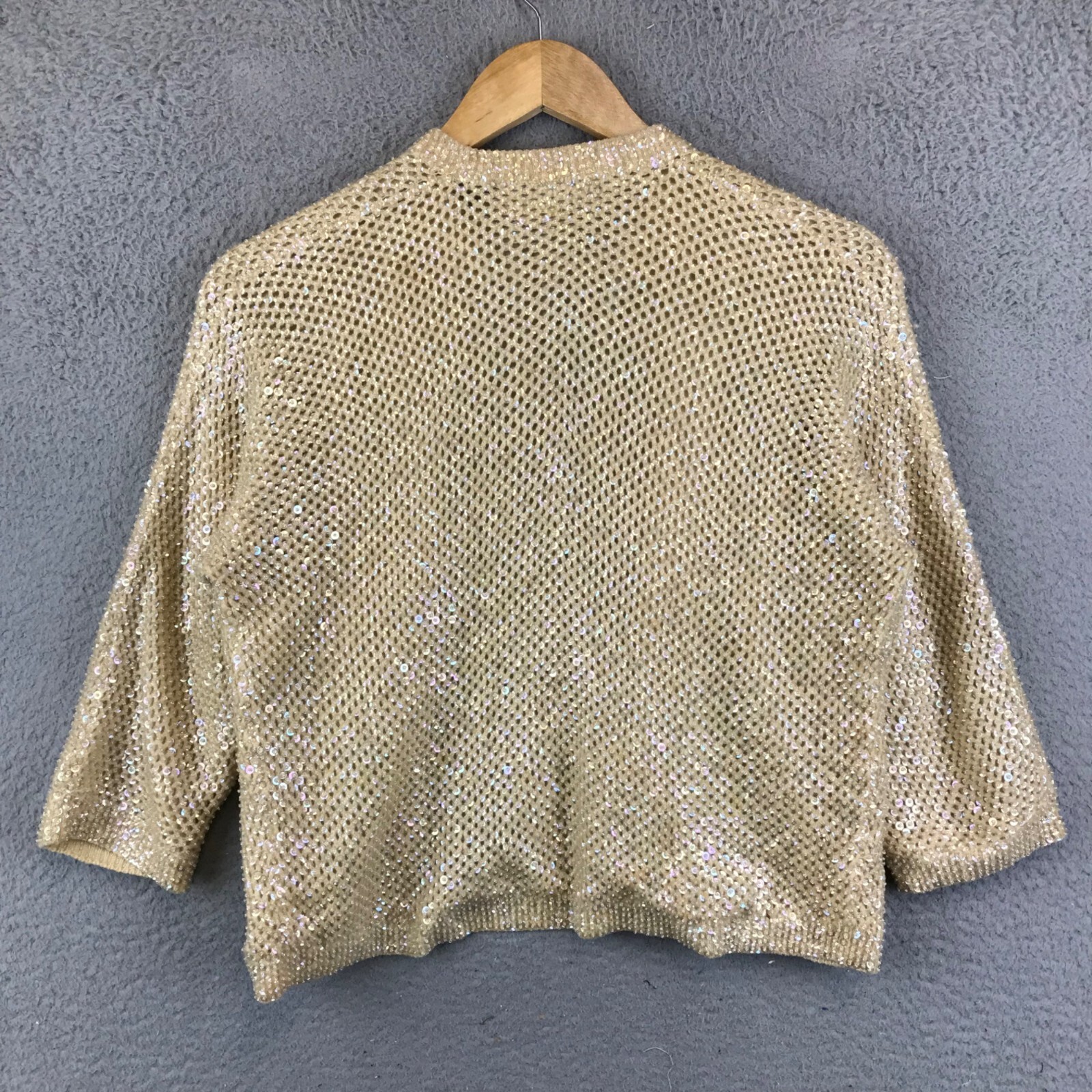 Vintage 60s Cyn Les Beaded Wool Cardigan Sweater Small