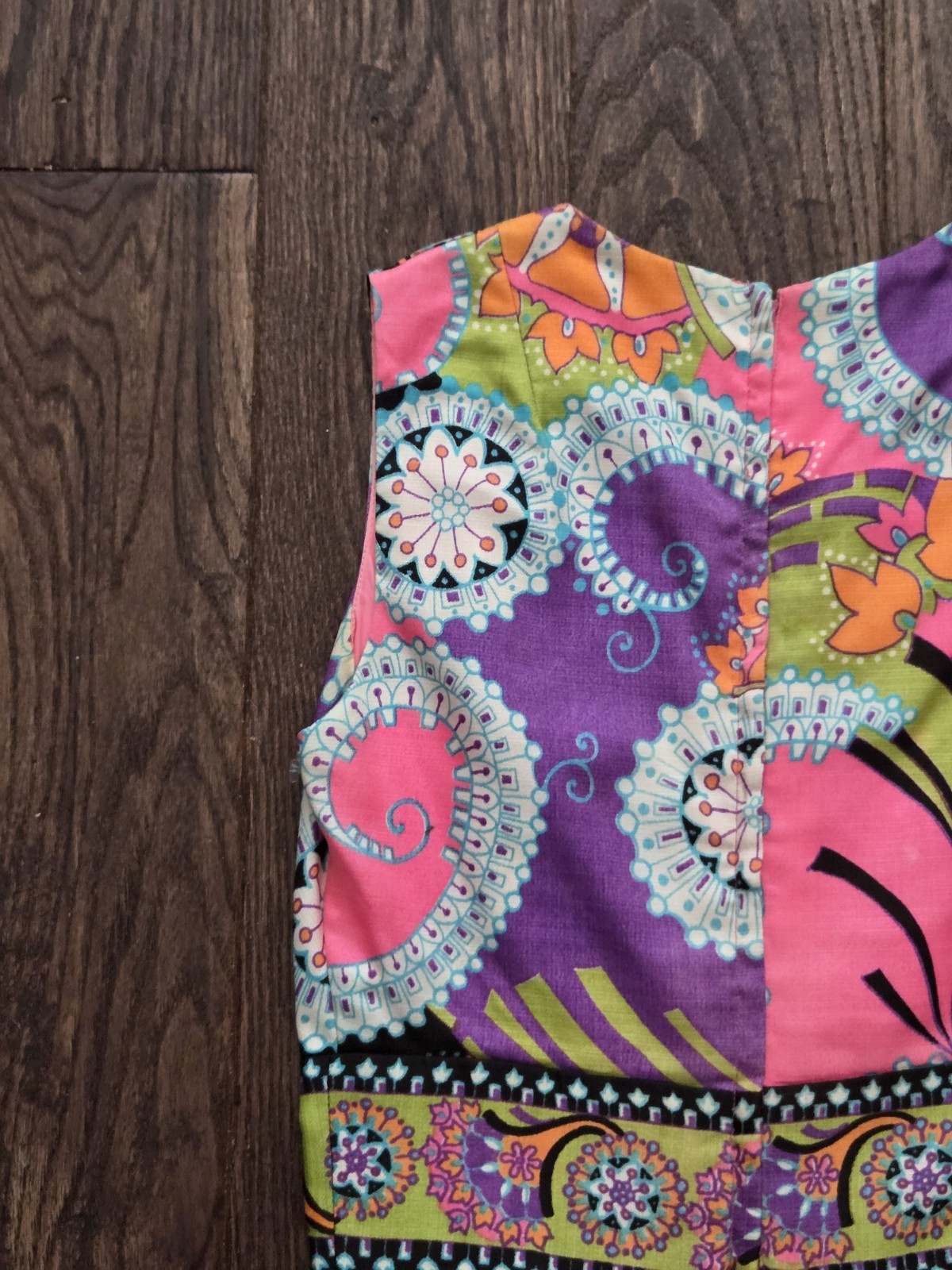 Vintage 70s Psychedelic Paisley Floral Maxi Dress Pink Purple Boho Hippie S