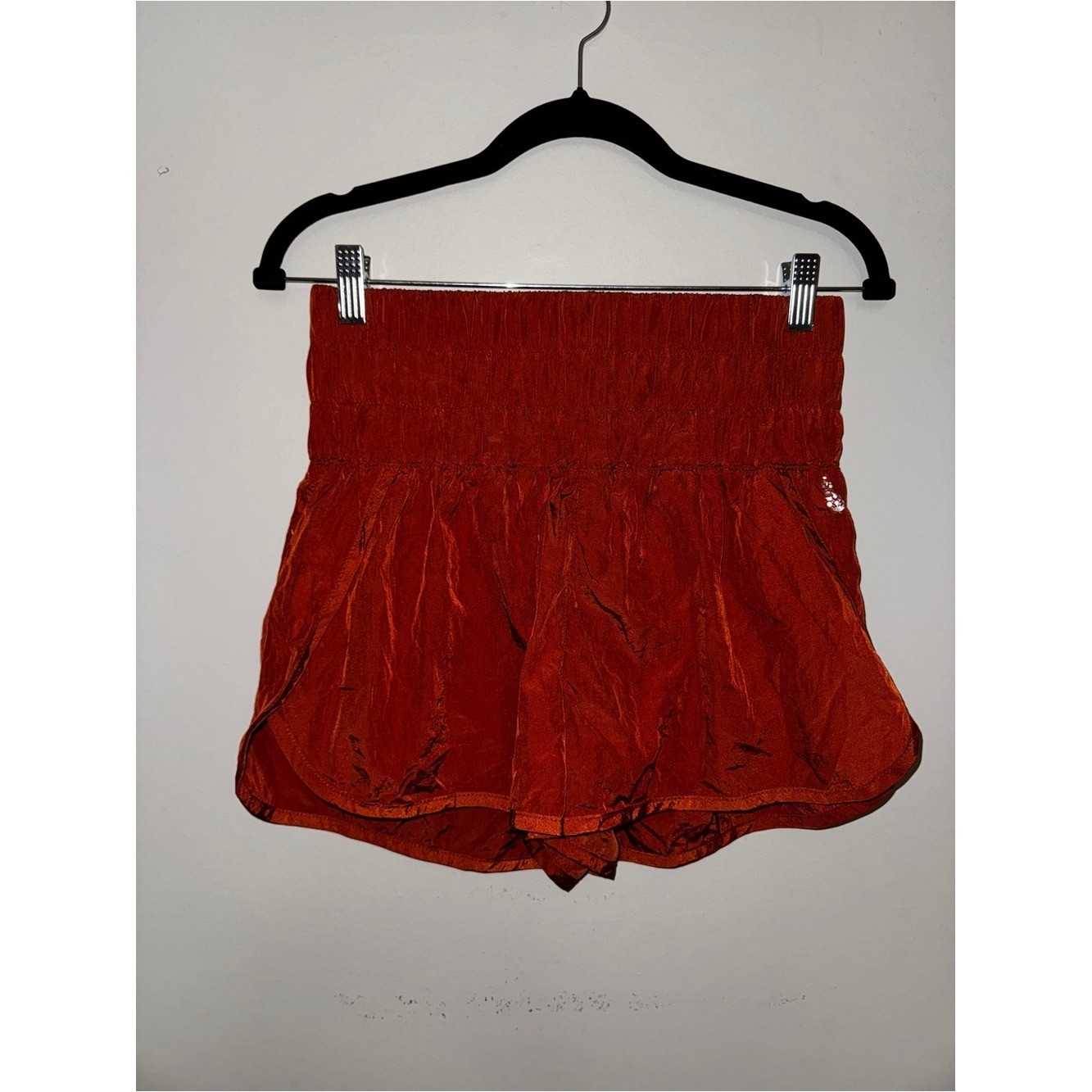 FP Movement by Free People High-Waist Rust Smocked Waist Shorts