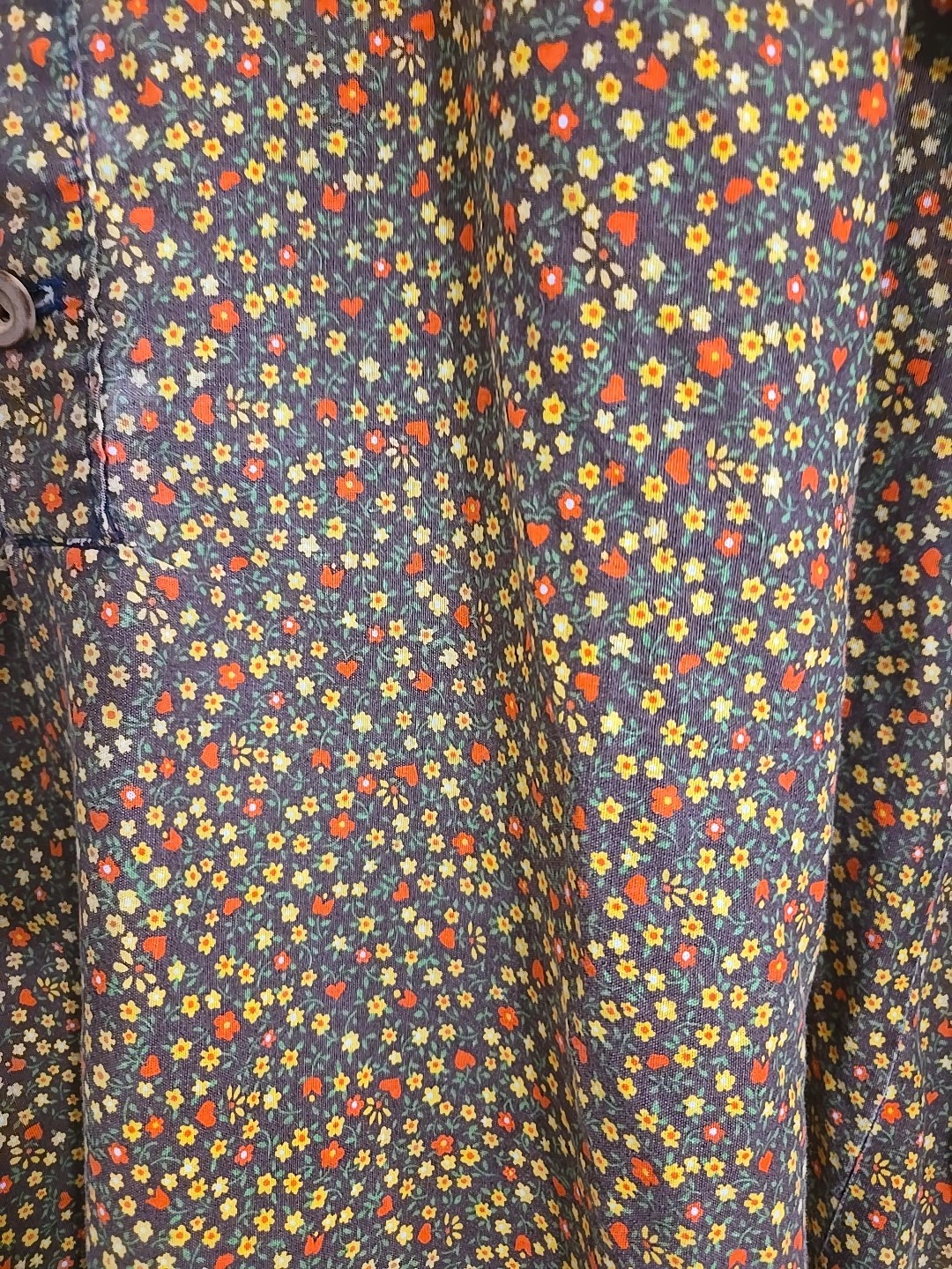 Vtg 70s Handmade poet blouse Bishop Sleeve Hippie Folk Art Floral Unisex OneSize