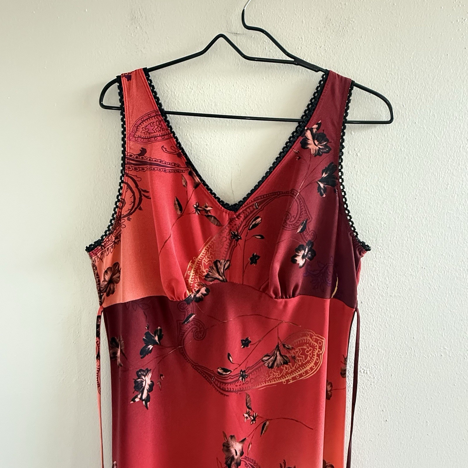 VTG Y2K Floral Slip Dress Sz Large 14 Fairy Whimsigoth Paisley Grunge Maxi