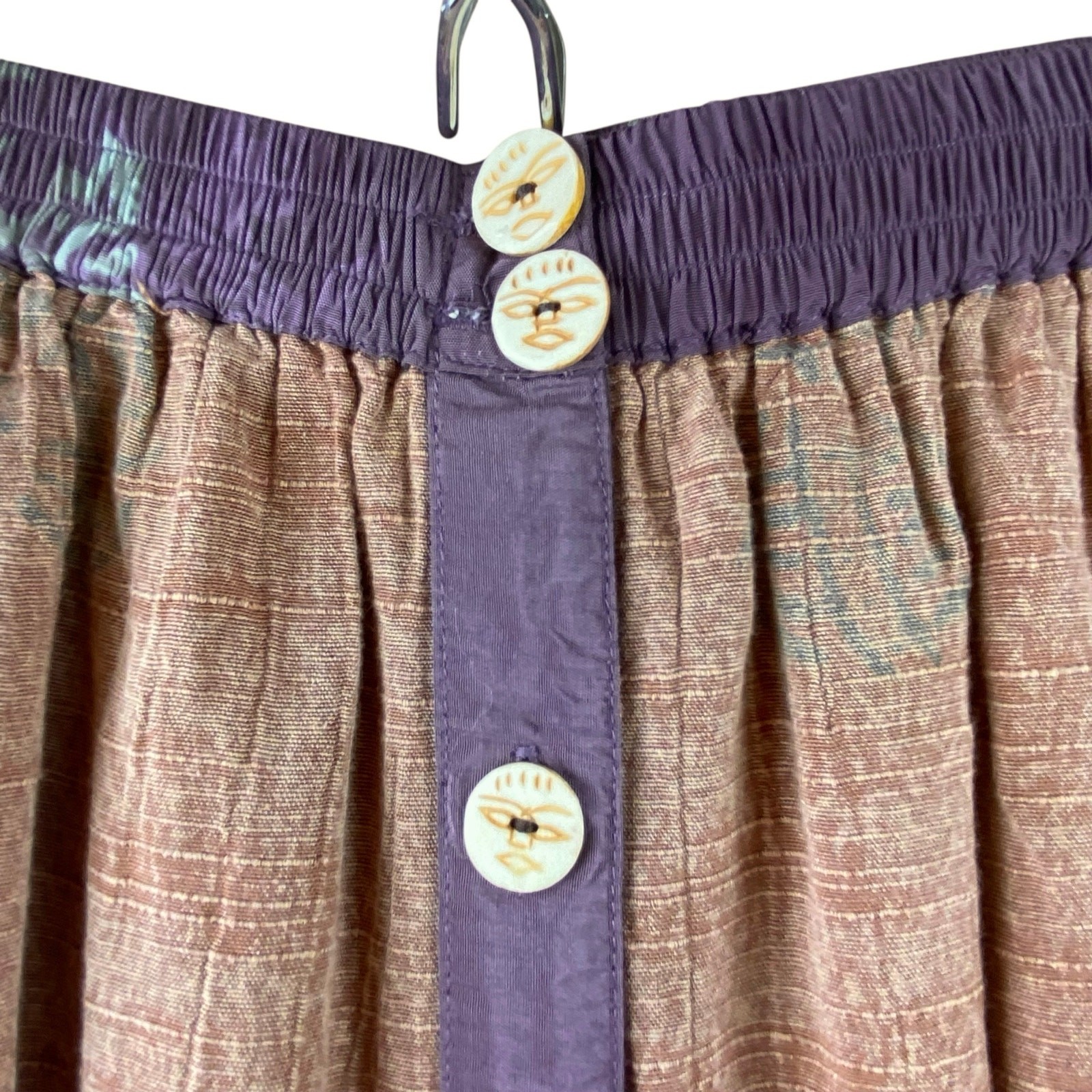 Vintage Kusnadi Boho Skirt Knee Length Button Front Festival Size S