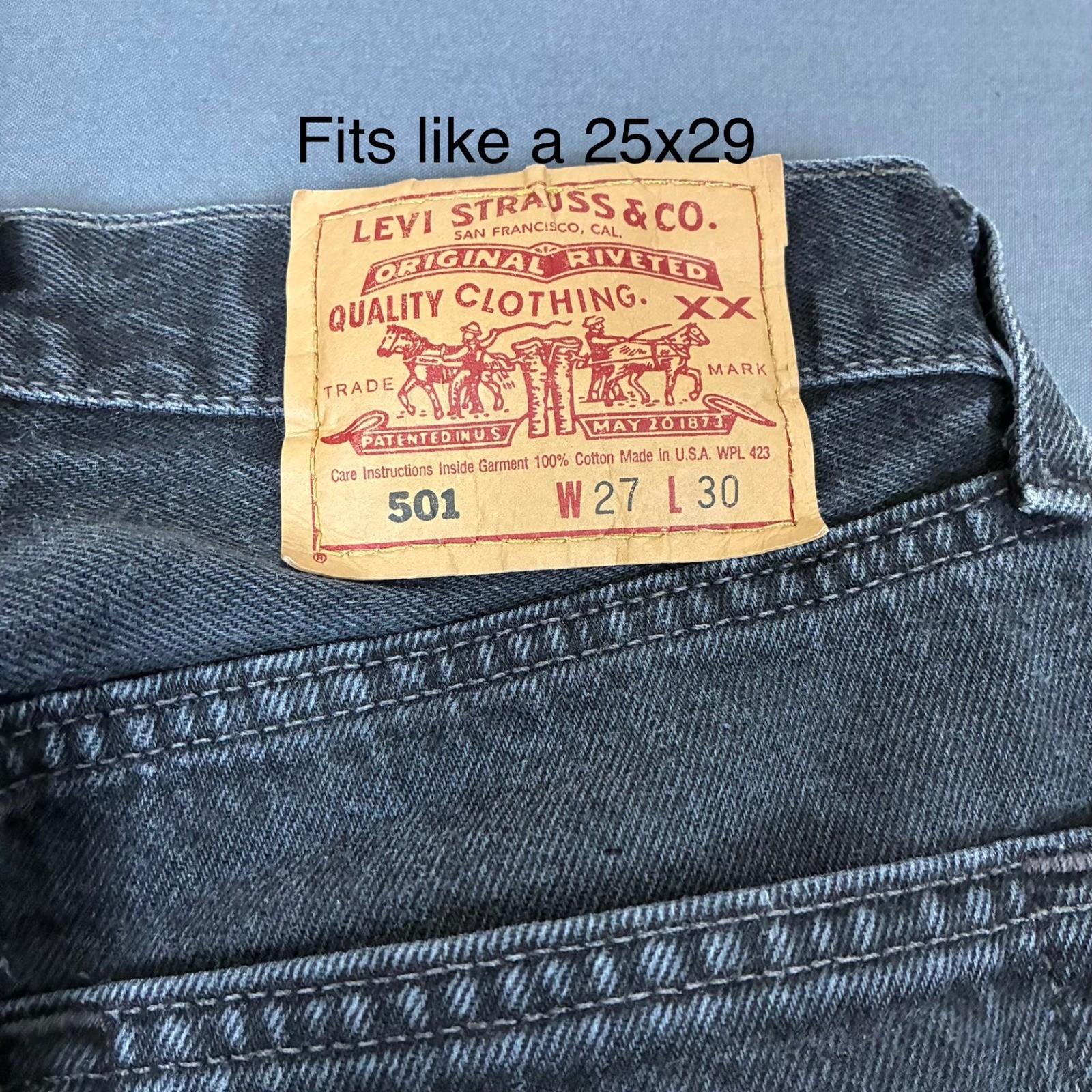 Vintage Levi’s 501 Black Wash Denim Jeans Women’s Size 25×29 Made In USA