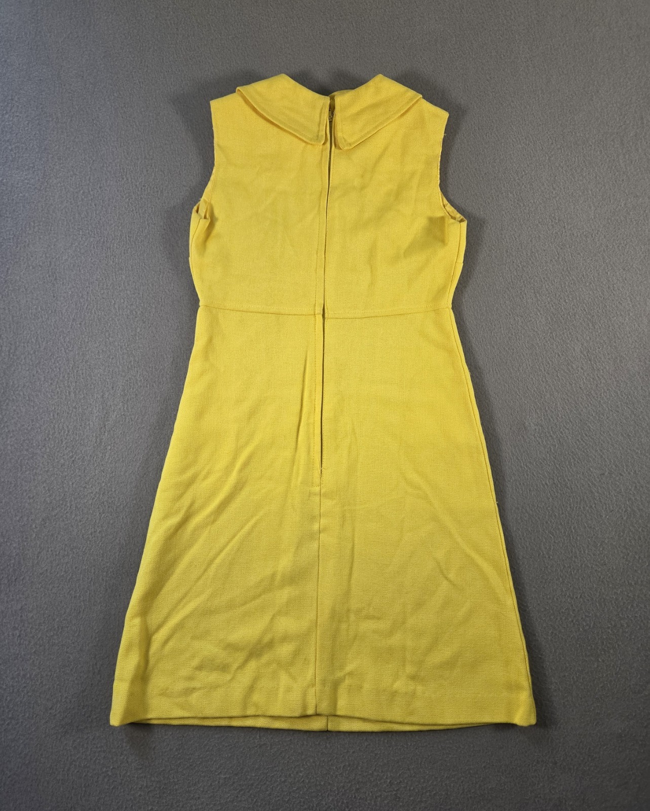 Vintage 60s Dress Womens Small Yellow Mini Peter Pan Mod Shift Sleeveless