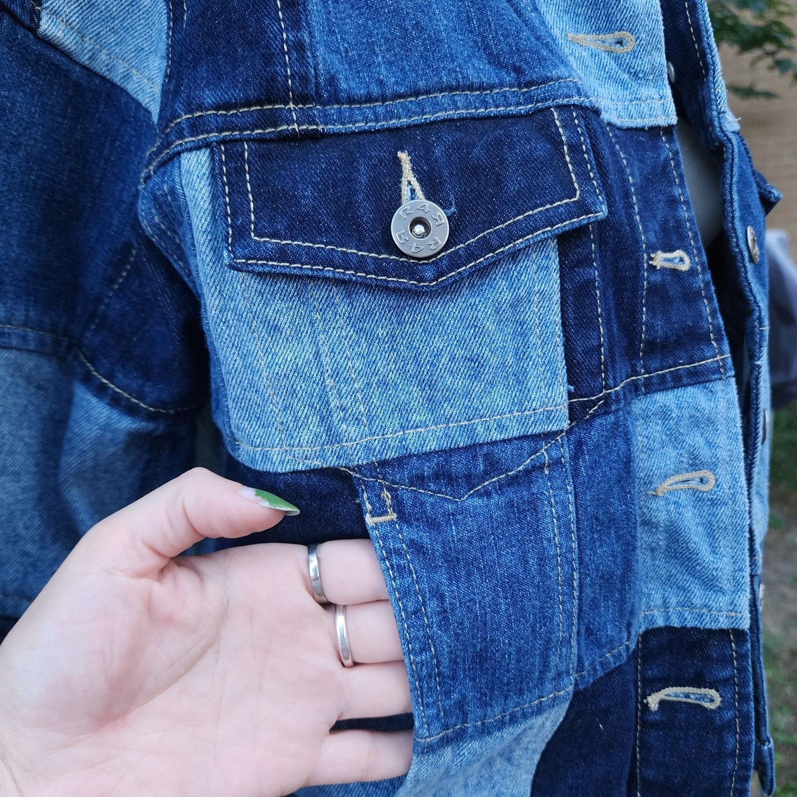 Vintage Patchwork Denim Jacket 1990s does 1970s Rav 4 Real Cotton Jean Jacket