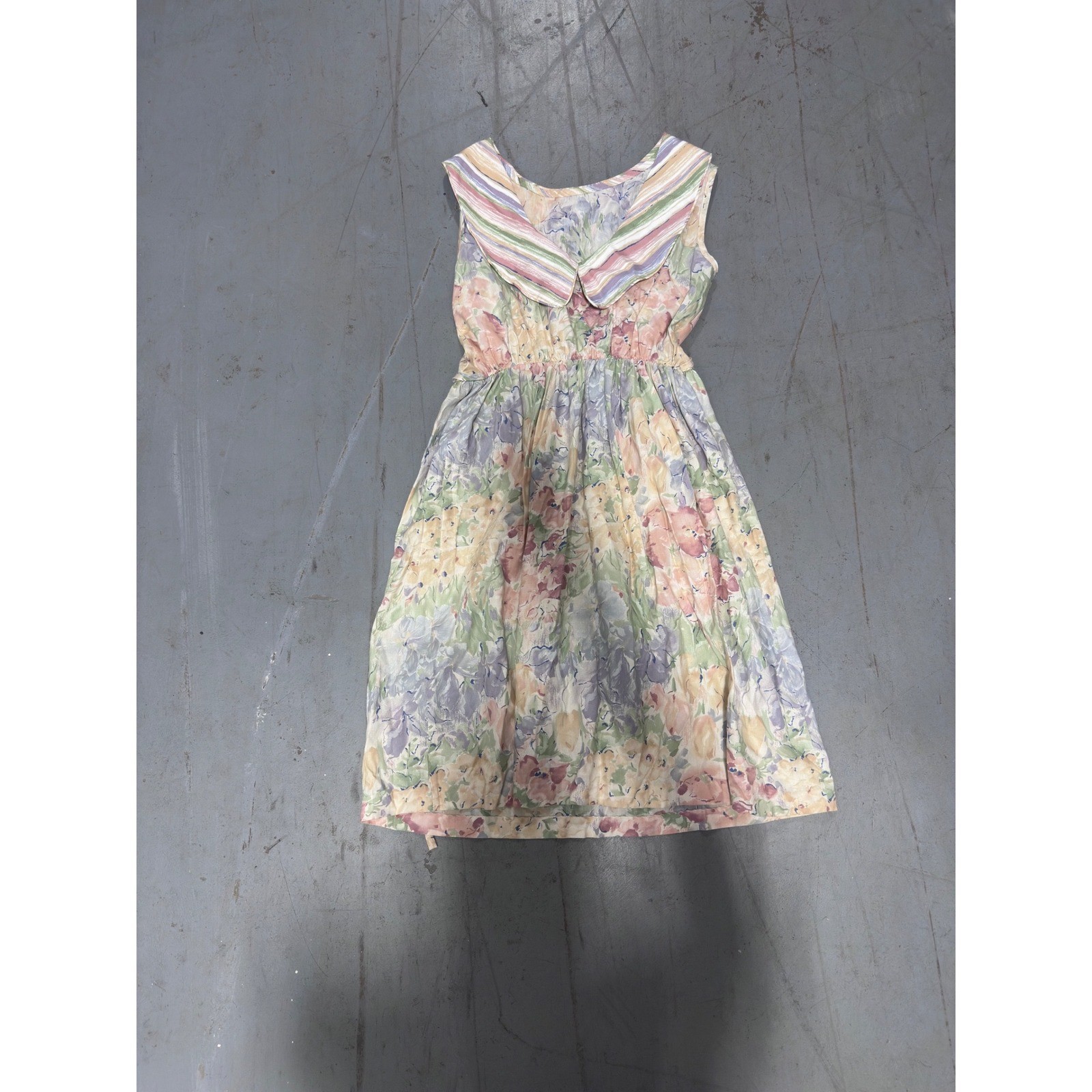 Vintage Floral Pastel Watercolor Cottagecore Sleeveless Midi Dress