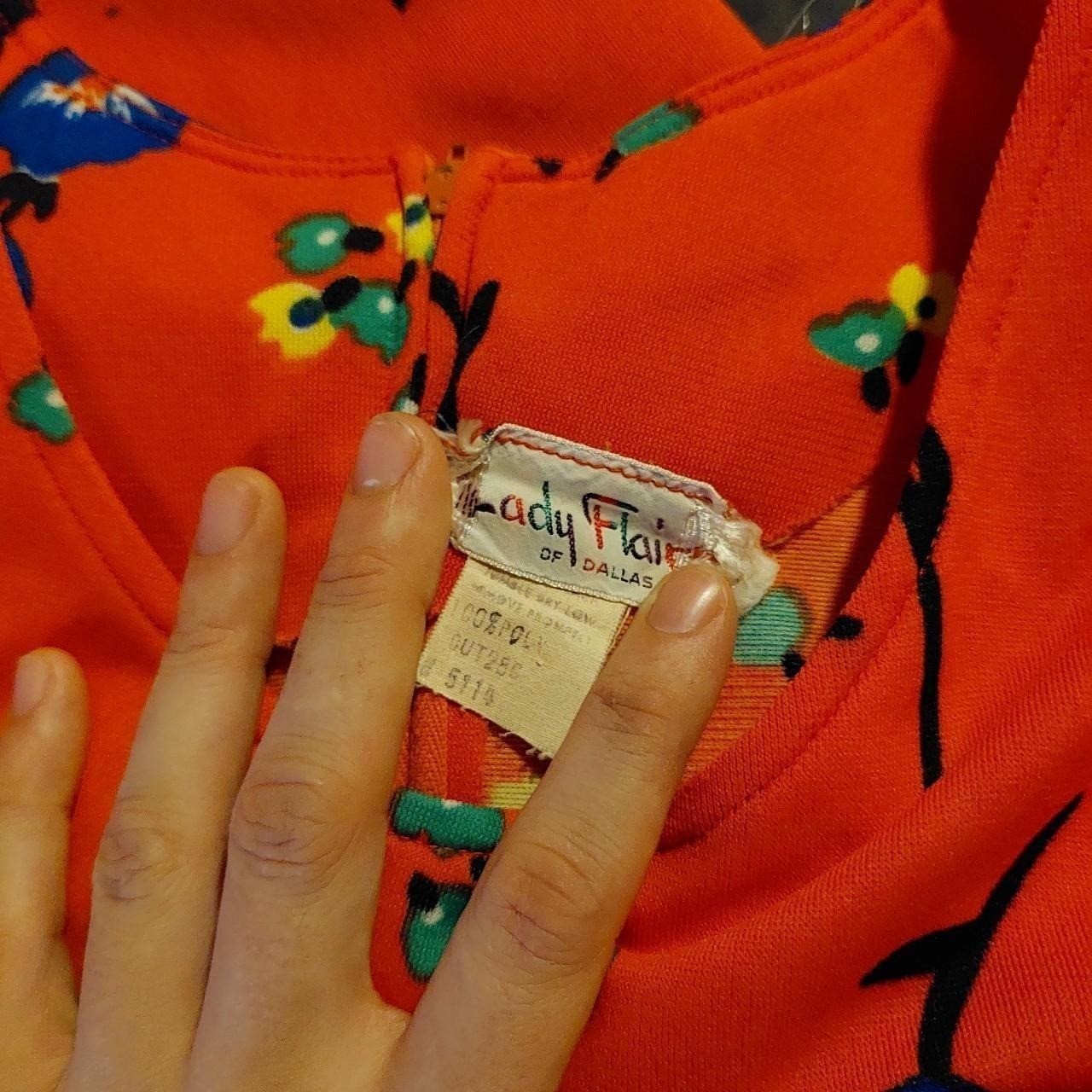 Vintage 70's floral orange button up and tank top matching set.