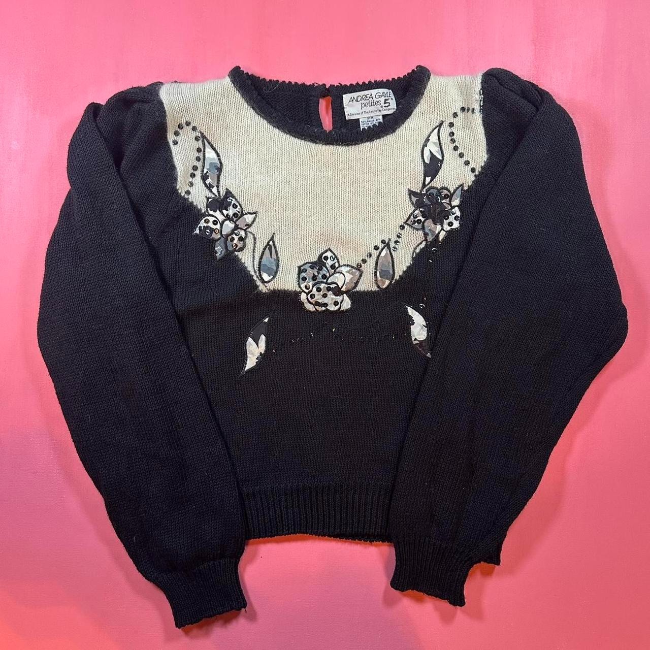 Vintage 90s embroidered knit sweater unique women’s vintage knit sweater