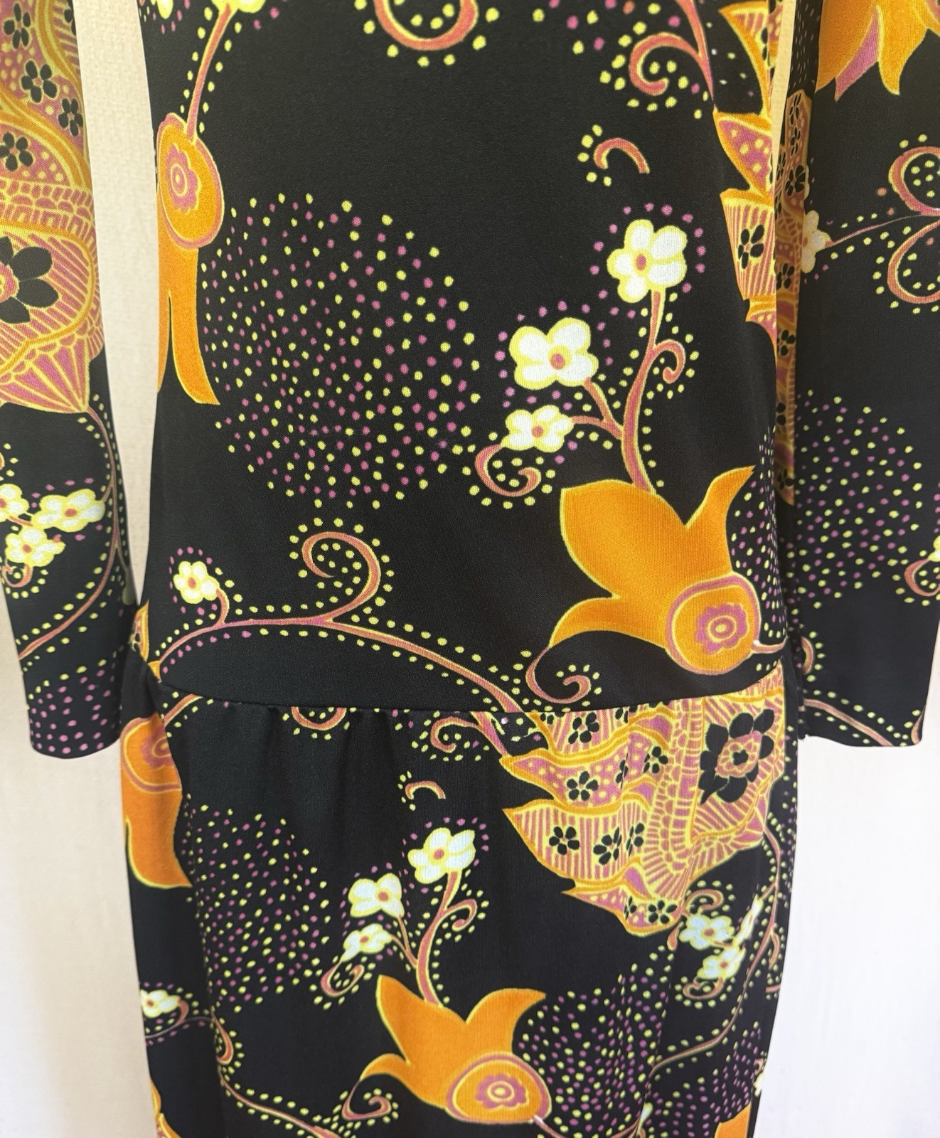 Vintage Don Luis De Espana Maxi Dress Hippie Mod Size 34 Bust M Sexy Side Slit