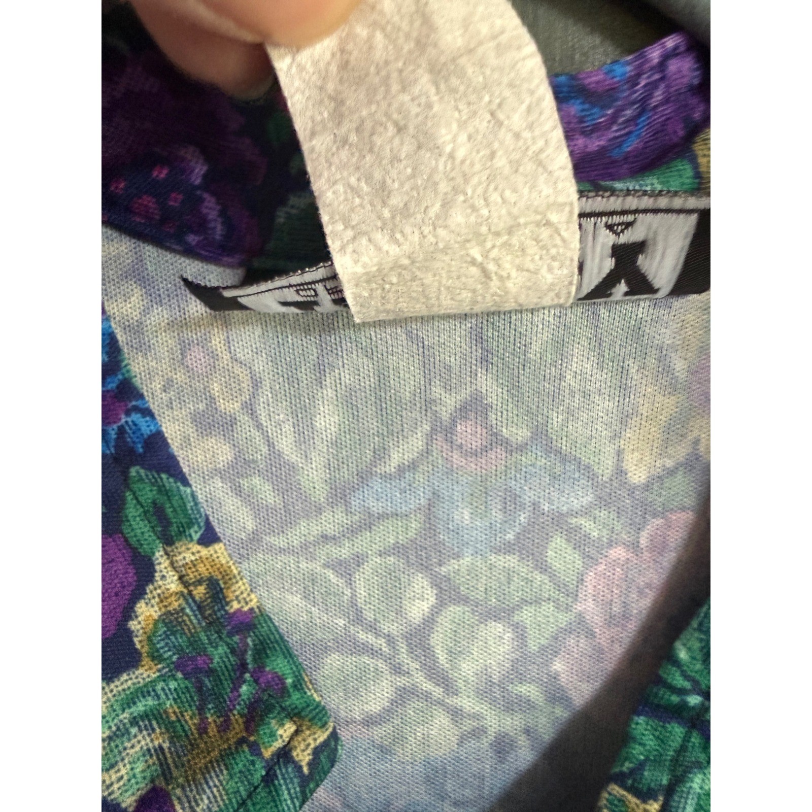 Vintage Tabby of California Floral Midi Dress Purple Teal 80s Elastic Waist 12