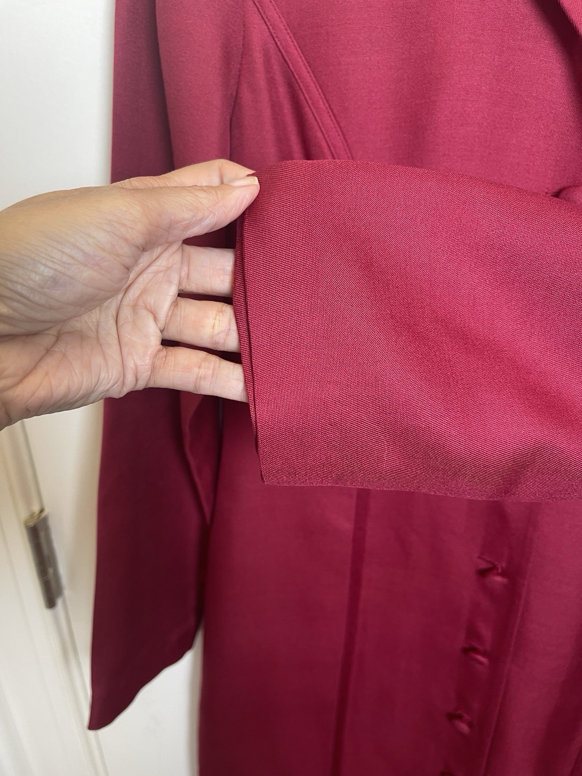 Adrianna Papell Vintage Silk Wool Shirt Dress Size 8 Burgundy Button Front