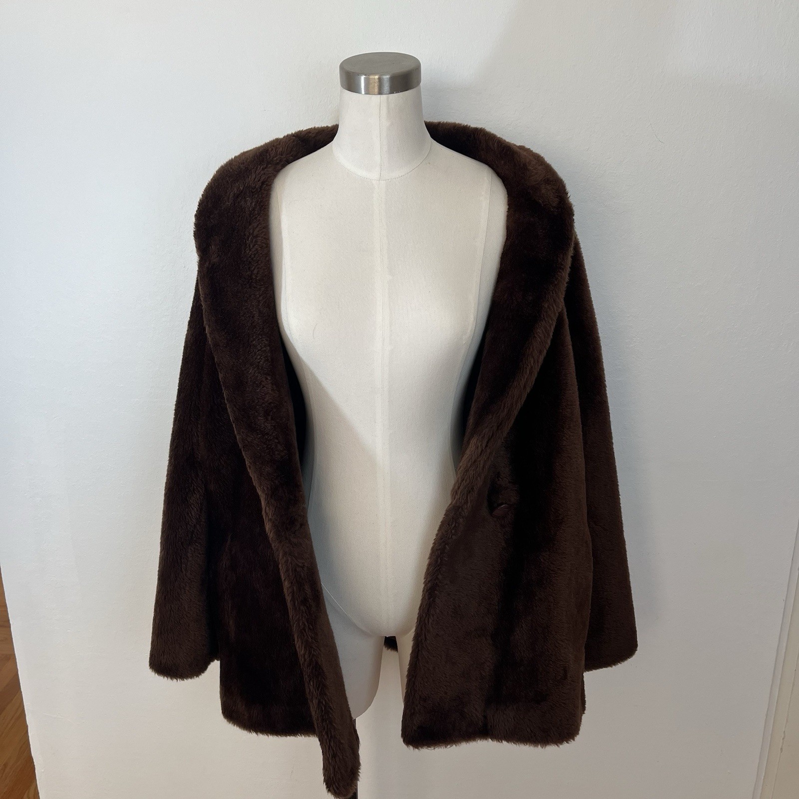 Vintage Sears Faux Fur Chocolate Brown Coat Jacket 70’s