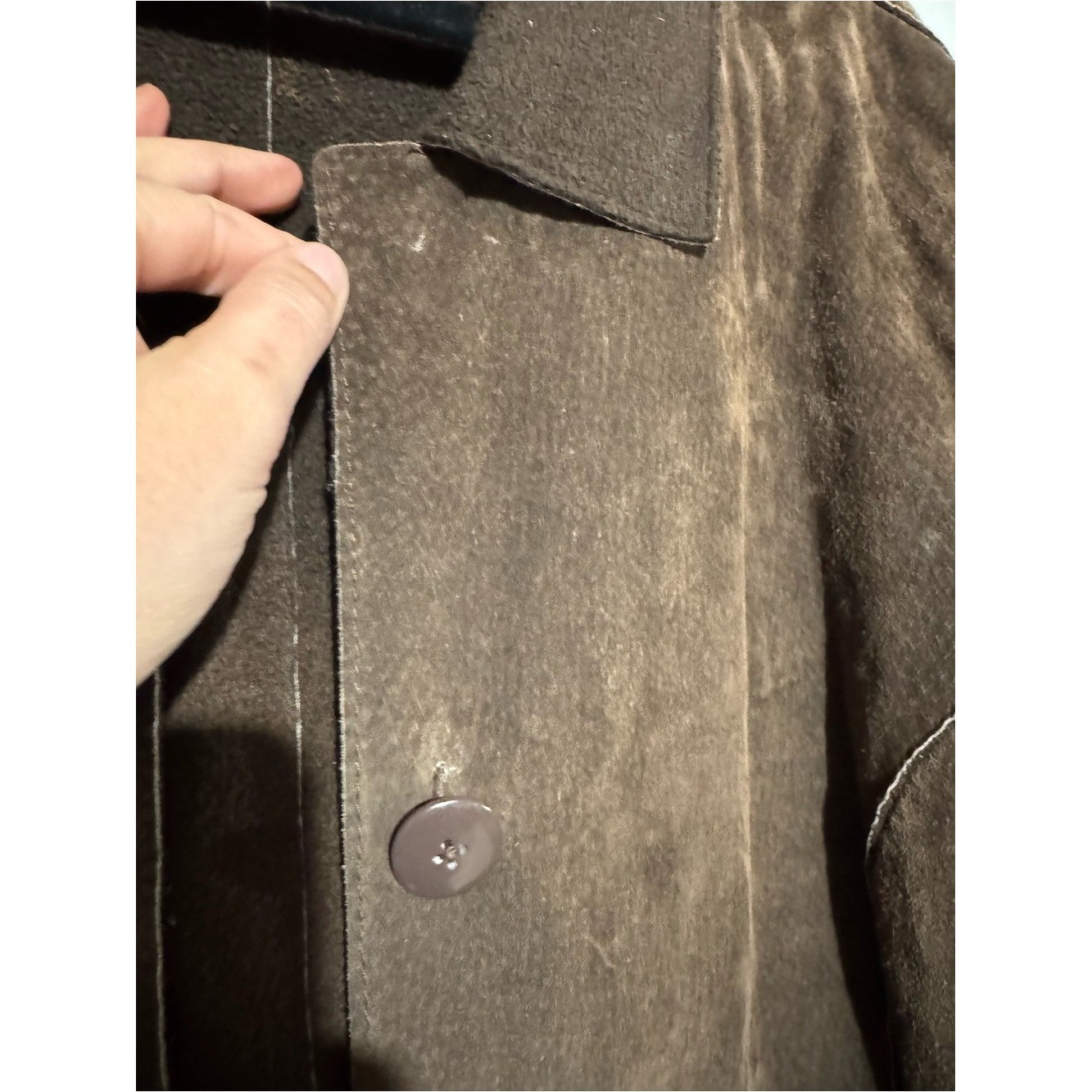 Coldwater Creek Leather Suede Patchwork Trench Coat Women Size Large 70s Boho