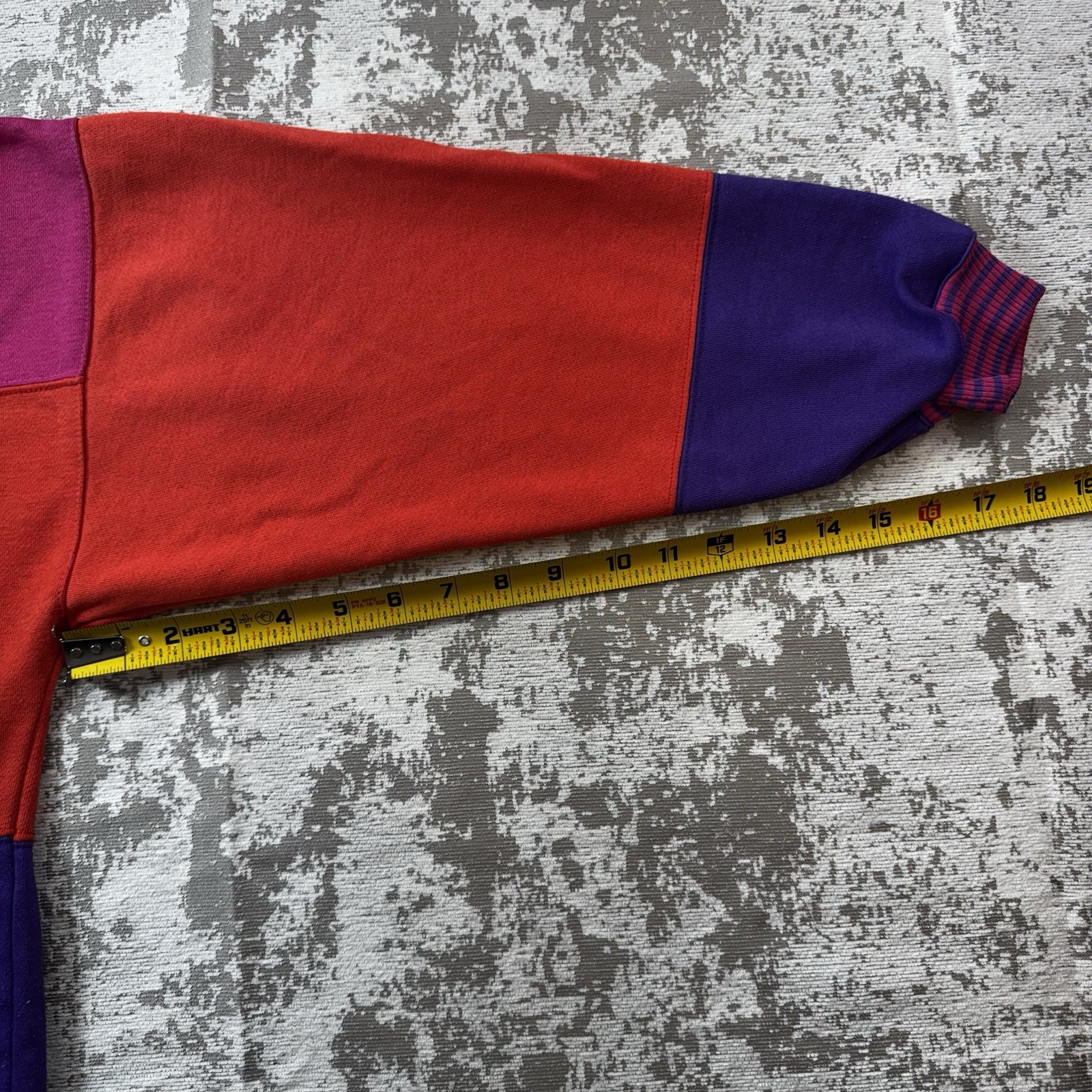 Vintage 90s Color Block Sweatshirt Pullover size Medium Pink Red Purple