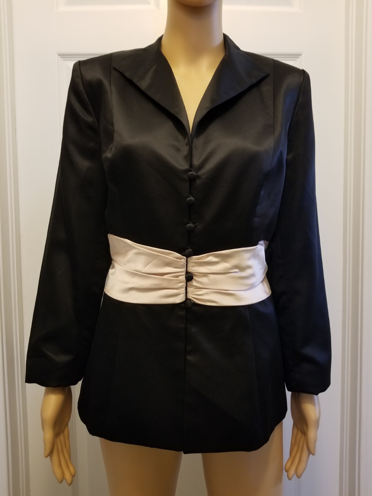Vintage 1980s Kay Unger Silk Evening Jacket Fitted Cinched Waist Cocktail Sz 10