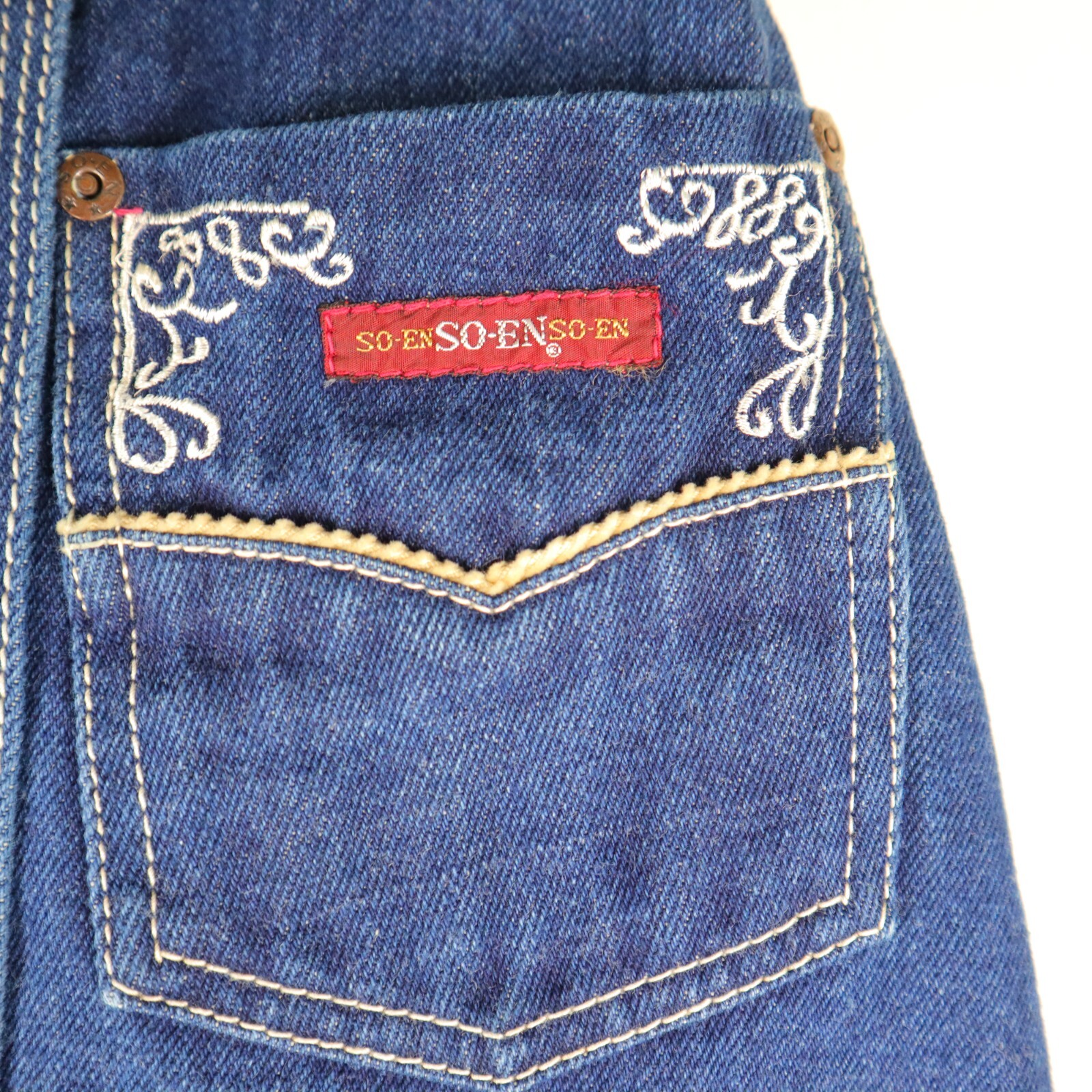 Vintage So-En Denim Wrap Midi Skirt Size Medium Waist 12″ Length 24″