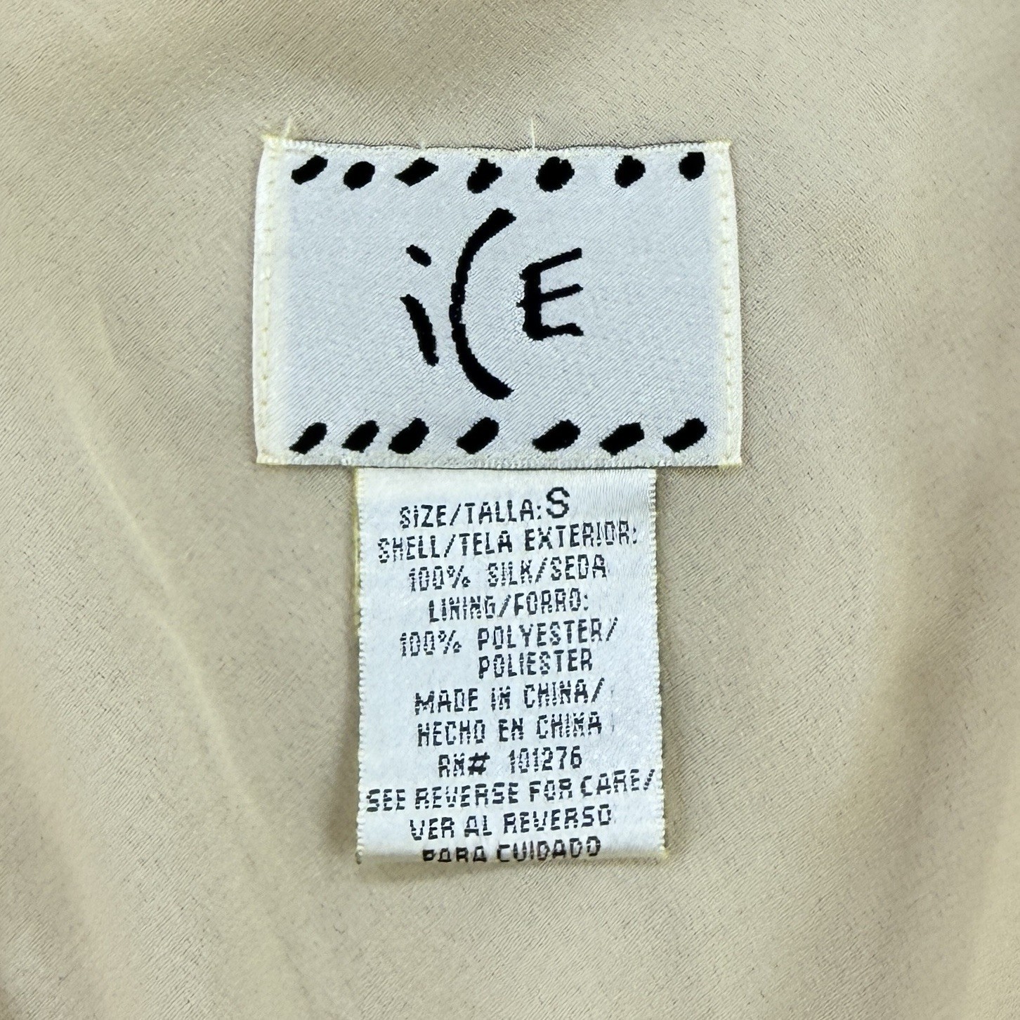 VTG Y2K Ice 100% Silk Top Womens S Beige Renaissance Fairy Dainty Ruffle Flounce