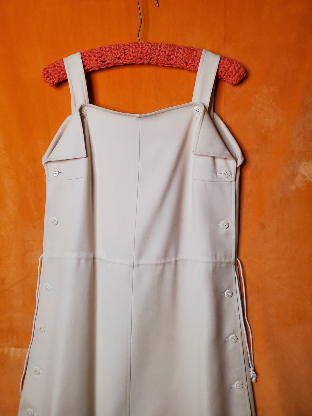 COURREGES c.1970’s Hyperbole Wool Beige Sleeveless A-Line Jumper Dress