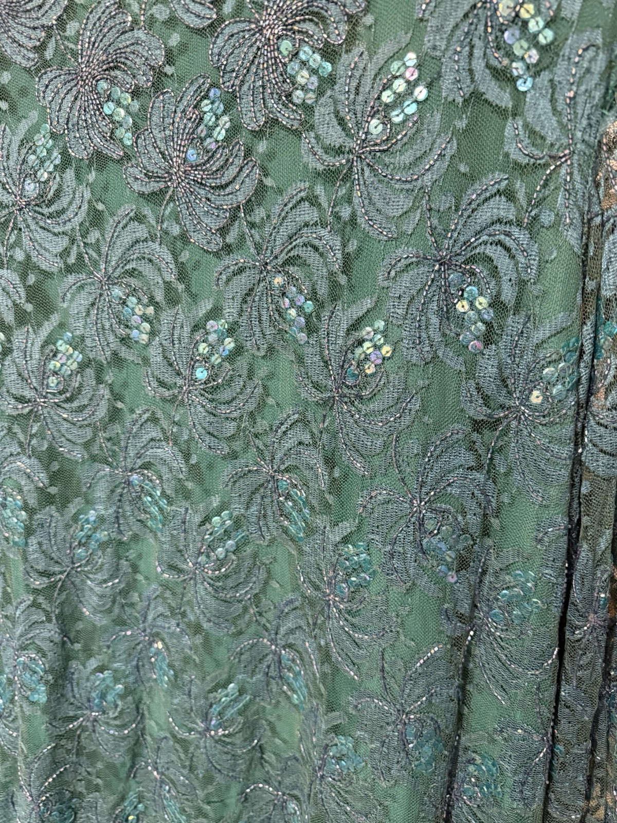 VINTAGE 1980’s CHANNA Lace Teal Sequin Beaded Embellished Dress India Womens 3X