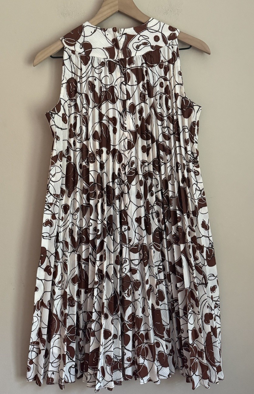 Vintage Dress Mini Swing Pleated Mod GoGo Parfait Originals Size Large Print