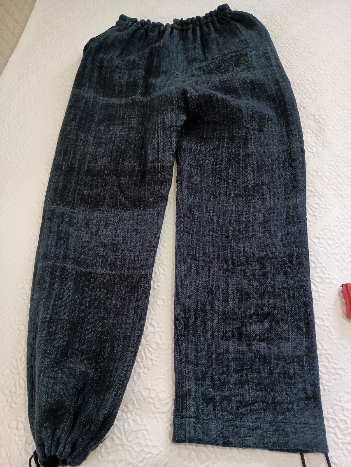 Vtg Amano 100% Wool Blue Tweed Drawstring Waist and Ankle Sz S Tall Womens Pants